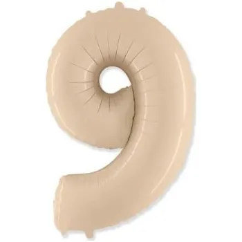 Balónek Fóliový balónek Číslice 9, krémová barva, FX, 85 cm