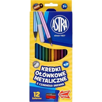 Pastelka Pastelky Astra sada pastelek z černého dřeva metalické 12 ks