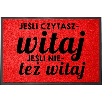 Rohožka VCHODOVÁ ROHOŽKA ČERVENÁ 40X60CM S VTIPEM ZÁBAVNÁ PŘED DVEŘE VÍTEJTE