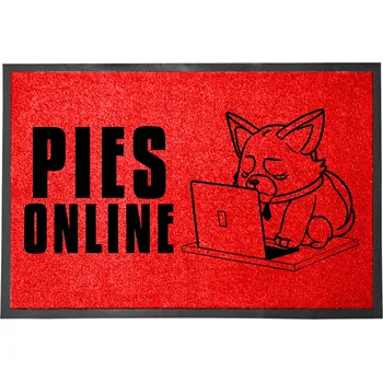 Rohožka VCHODOVÁ ROHOŽKA ČERVENÁ 40X60CM KE DVEŘÍM VTIPNÁ ZÁBAVNÁ PES ONLINE