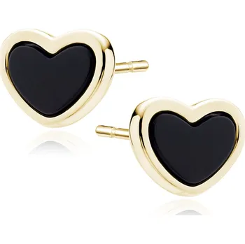 Náušnice Lafira pozlacené stříbrné náušnice Black Heart Z2142EG (puzety)