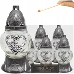 HŘBITOVNÍ SVÍČKA SKLENĚNÝ NA HROB 6 ks VELKÉ ZÁVĚSNÉ SRDCE 22 cm S VLOŽKOU PRO PÁLENÍ