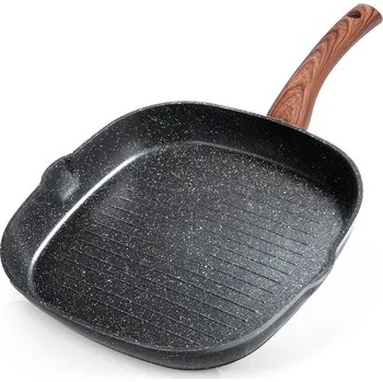 Pánev GRANITOVÁ čtvercová pánev na grilování, grilovací pánev na maso, ryby VILDE 28 cm