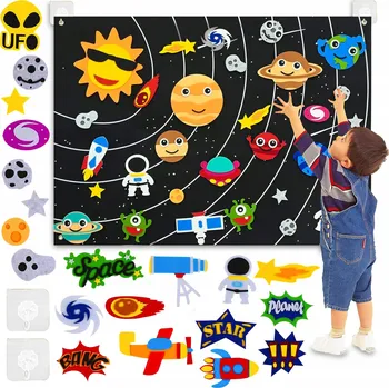 Obraz VZDĚLÁVACÍ PODLOŽKA PLSTĚNÁ MAKETA SLUNEČNÍ SOUSTAVY KOSMOS PLANETY SUCHÝ ZIP 103x75