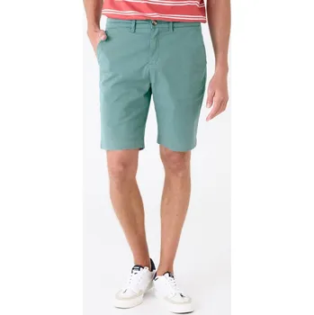 Jednobarevné chino bermudy v klasickém střihu modrozelená 56