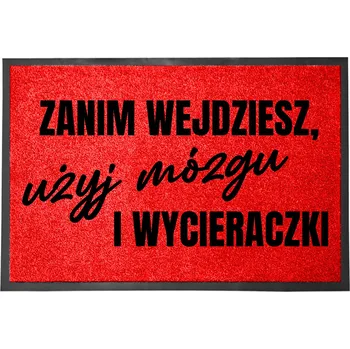 Rohožka Vstupní rohožka červená 40x60 cm s humorným nápisem "Použij mozek"