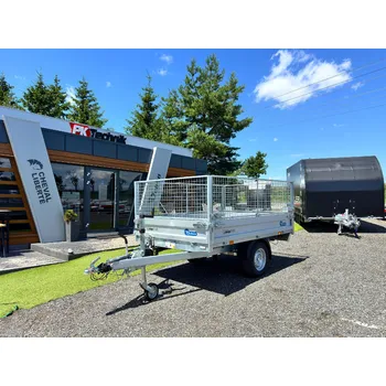 Přívěs k motorovému vozidlu Sklápěcí přívěs DEBON PW 0 MANUAL®, 250x160x90, nástavba klec 60 cm