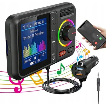 Auto Hi-Fi AUTOMOBILOVÝ FM TRANSMITTER MP3 PŘEHRÁVAČ BLUETOOTH 5.0 2xUSB S VELKÝM DISPLEJEM