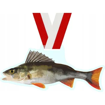 Rybářská medaile OKOUN ve tvaru okouna se stuhou