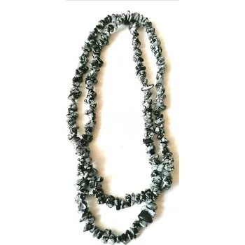 Náhrdelník Obsidián vločkový náhrdelník sekaný, dlouhý cca 85 cm