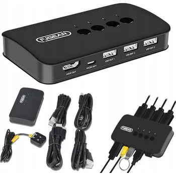 KVM přepínač KVM přepínač 4x1 HDMI 1.4 Switch 4K 30Hz USB kvadro obrazu audio sada
