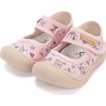 Dívčí tenisky Plátěnky balerínky D.D.step C100-61436 růžové s jednorožci velikost: 25