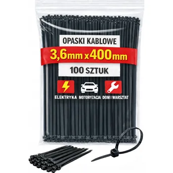 Stahovací páska Stahovací pásky 3,6 x 400 mm černé – stahovací pásky nylon PA – 100 ks