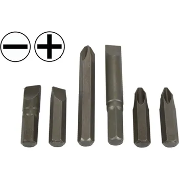 Šroubovák Bity 5/16" ploché a křížové, pro úderové - rázové šroubováky, 6 ks