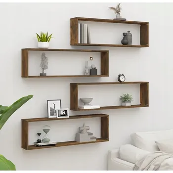 police vidaXL 815907 100 x 15 x 30 cm 4 ks kouřový dub