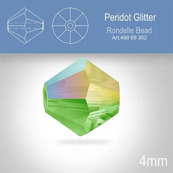 Dětské zboží PRECIOSA Bicone MC BEAD (sluníčko) velikost 4mm. Barva PERIDOT GLITTER. Balení 30ks