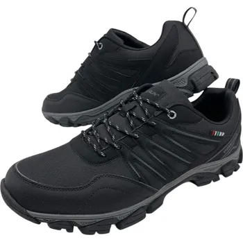 Pánské tenisky Superun Pánské černé nadměrné softshellové boty se šněrováním 07 Barva: Černá, Velikost: 47