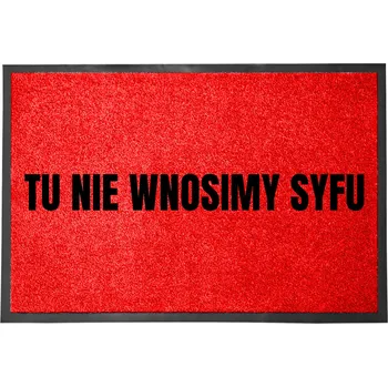 Rohožka ČERVENÁ VSTUPNÍ ROHOŽKA 40X60 KE DVEŘÍM VTIPNÁ ZÁBAVNÁ "SEM NENOSIT"