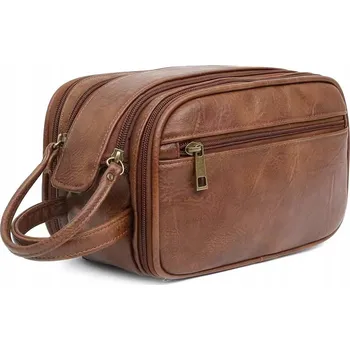 Kosmetická taška Pánská kožená kosmetická taška cestovní velká hnědá