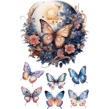 Jedlá dekorace na dort Jedlý tisk - Vintage motýli a květiny A4 Jedlý papír