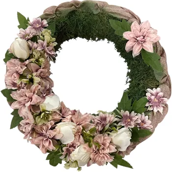 DANNY MADE Věnec V16-růžovo-zelený