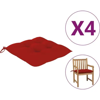 Podsedák vidaXL Podušky na židle 4 ks červené 50 x 50 x 7 cm textil