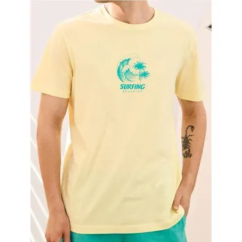 Sinsay - Tričko s krátkým rukávem - žlutá - 9332I-10X - 9332I-10X-XS