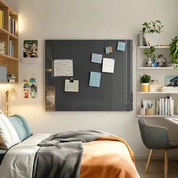 Kancelářský nábytek Šedá antracitová skleněná magnetická tabule pro děti Smatab® 48 × 48 cm