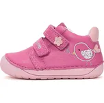 D.D.step Celoroční boty obuv D.D. step kožené BAREFOOT S070-61646B tm. růžové s ptáčkem velikost: 23