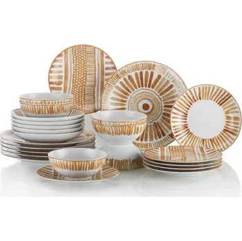 Talíř Porcelánová jídelní sada 24 ks Zag hnědá/bílá