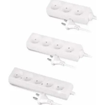 Prodlužovací kabel Domácí prodlužovací kabel AWTools bílý bez uzemnění 5 zásuvek 5,0 m (AW24612)