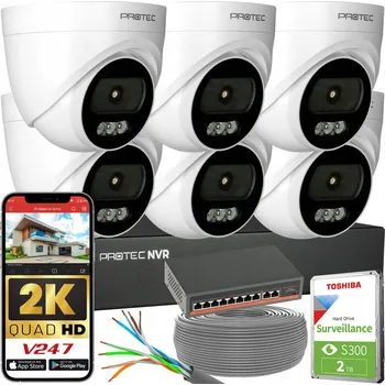 IP kamera Sada monitoringu: 6 IP kamer 4Mpx kopulovitého typu, PoE switch, pro vnitřní použití, HDD 2TB