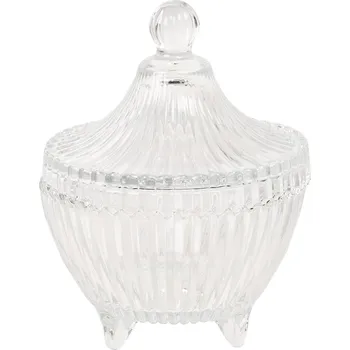 Dóza na potraviny Clayre & Eef Zdobená skleněná dóza s víkem 9 x 12 cm