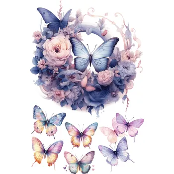 Jedlá dekorace na dort Jedlý tisk - Akvareloví motýli a květy A4 Jedlý papír