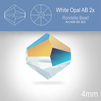 Dětské zboží PRECIOSA Bicone MC BEAD (sluníčko) velikost 4mm. Barva WHITE OPAL AB 2x. Balení 30ks .