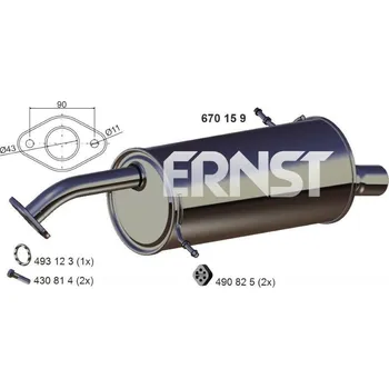 Tlumič výfuku Zadní tlumič výfuku ERNST 670159