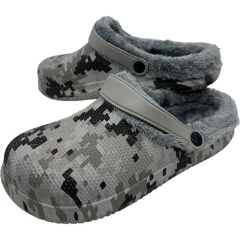 Pánské pantofle Sport Pánské šedé zateplené gumové nazouváky 02 Barva: Šedá, Velikost: 43