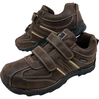 Pánské tenisky Toplay Pánské hnědé tenisky na suchý zip 03 Barva: Hnědá, Velikost: 46