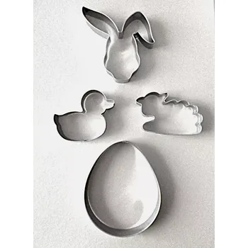 Velikonoční dekorace Velikonoční sada vykrajovátek 4 ks (zajíc, kačenka, ovečka, vejce)