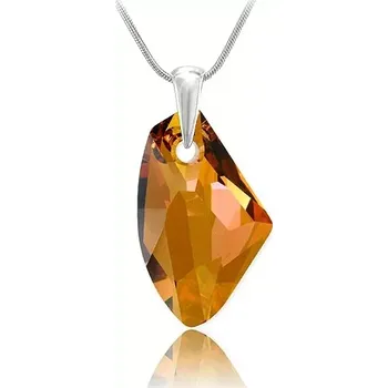 Náhrdelník Swarovski Elements Galactic Polygon krystal 27mm - Stříbrný náhrdelník (přívěsek + řetízek) oranžový mnohoúhelník 34254.2 Topaz Cooper (oranžová tmavá, jantarová)