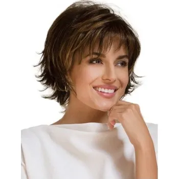 Paruka NMD&LR ZZHH202211034252 paruka tmavě hnědá, krátké vlasy, nadýchané vlnité vlasy