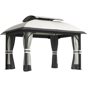 Zahradní stavba Altán s dvojitou střechou 4 x 3,3 m | světle šedý