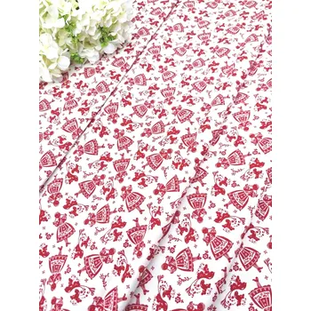 Látka 100% bavlna - selské panenky červené