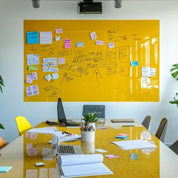 Kancelářský nábytek Žlutá neapolská skleněná pracovní a kancelářská tabule Smatab® 40 × 60 cm