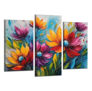 Obraz Obraz na plátně Moderní barevné květy , třídílný 4388CX