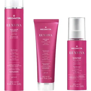 Kosmetická sada Medavita Luxviva šampón 250 ml + maska 150 ml a sprej 150 ml kosmetická sada pro barvené vlasy