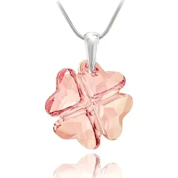 Náhrdelník Swarovski Elements Clover krystal 19mm - Stříbrný náhrdelník (přívěsek + řetízek) růžový čtyřlístek 32085.1 Light Rose (růžová světlá)