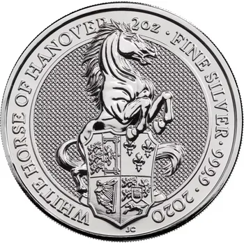 Royal Mint Stříbrná investiční mince White Horse 2 Oz | Queens Beasts | 2020 | 62,2 g