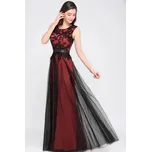 Dlouhé večerní šaty s krajkou a tylem - Červené XXL 12 Barva: Červená, Velikost: 2XL