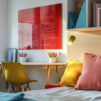 Kancelářský nábytek Červená korálová skleněná magnetická tabule pro děti Smatab® 48 × 48 cm